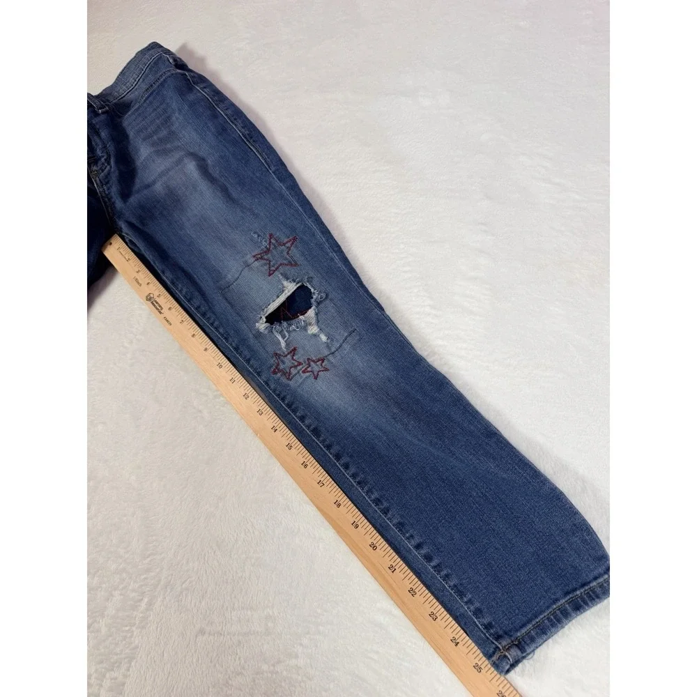 Rock & Republic Kashmiere Ankle Distressed Star Patch Jeans Sz‎ 8M